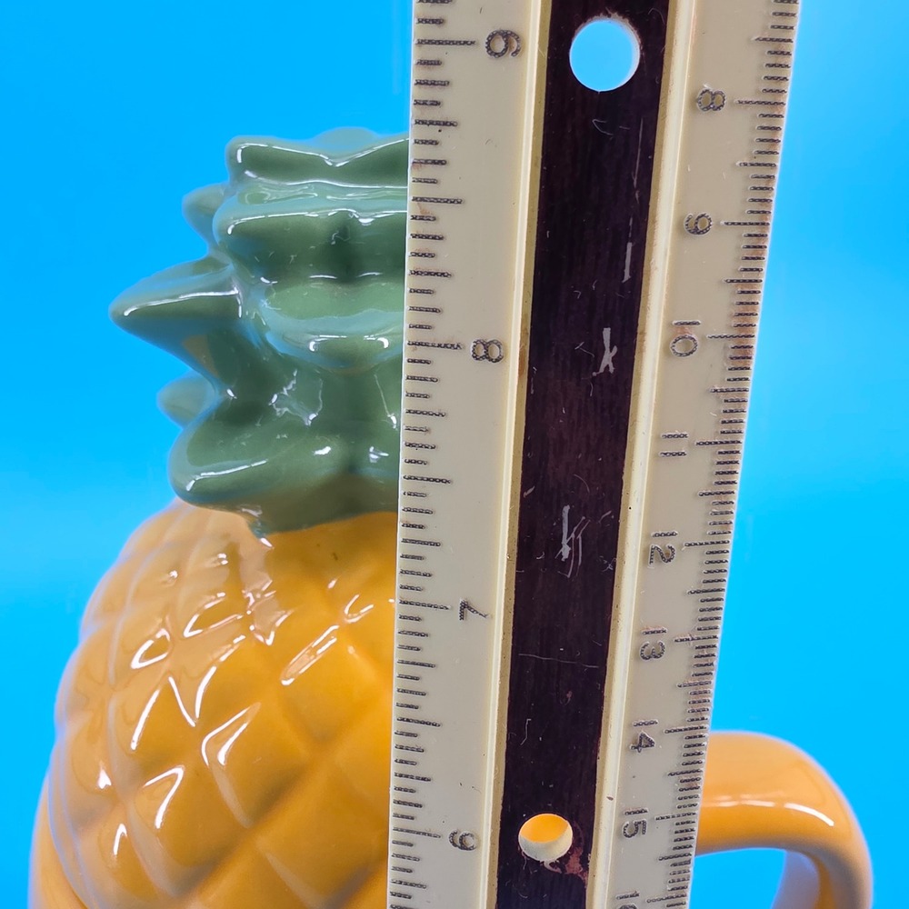 Rae Dunn Tropic Like Its Hot Pineapple Mug with Lid Yellow Ceramic Coffee Cup - Picture 12 of 14